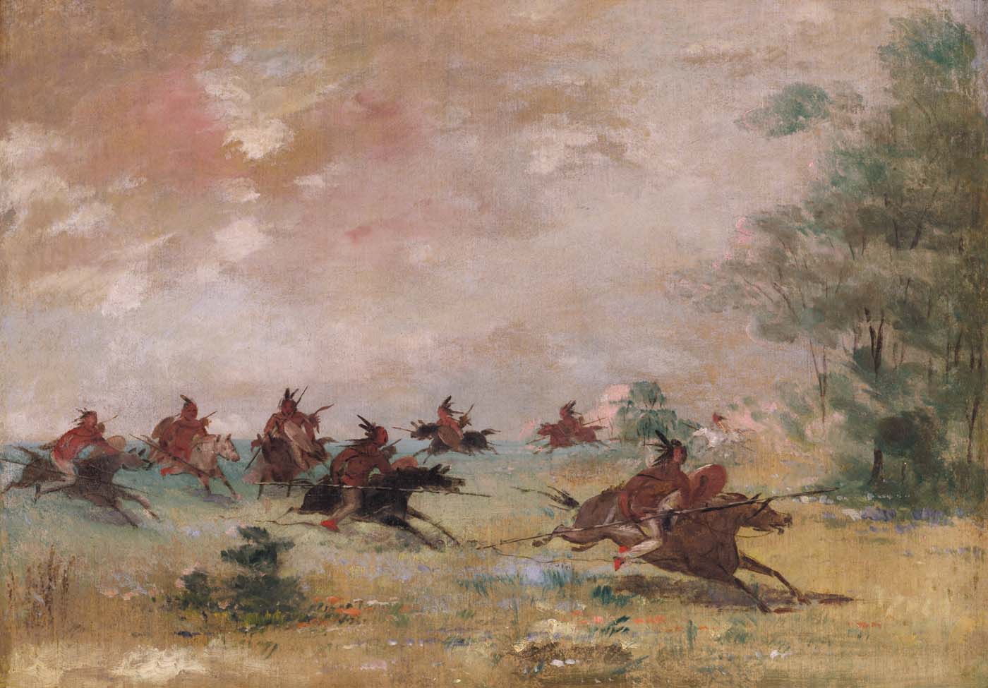 Comanche riders in George Catlin’s painting, 1834–1837.