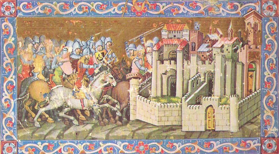 Huns besieging Aquileia in the fourteenth-century Chronicon Pictum: a later medieval portrayal.