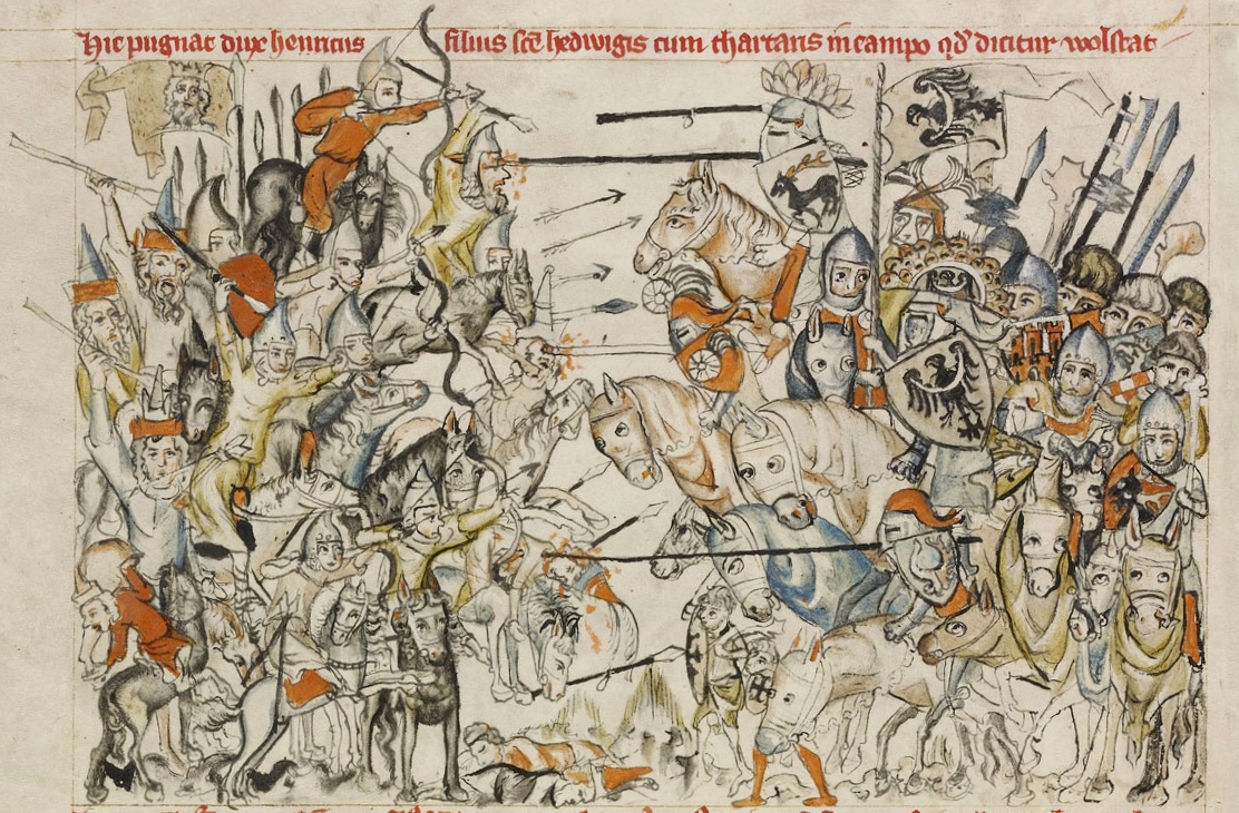 The Battle of Legnica (1241), depicted more than a century later in a 1353 manuscript.
